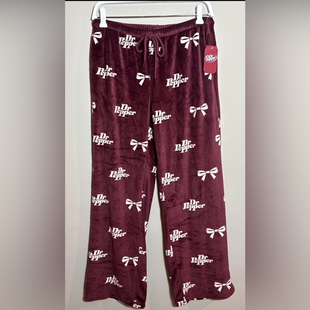Dr Pepper Bows Cozy Pajama PJ pants Adult Size Medium NEW